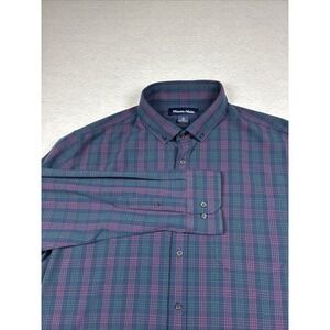 Mizzen+Main Trim Fit Button Up Shirt Mens Extra Large Navy Plaid Multi